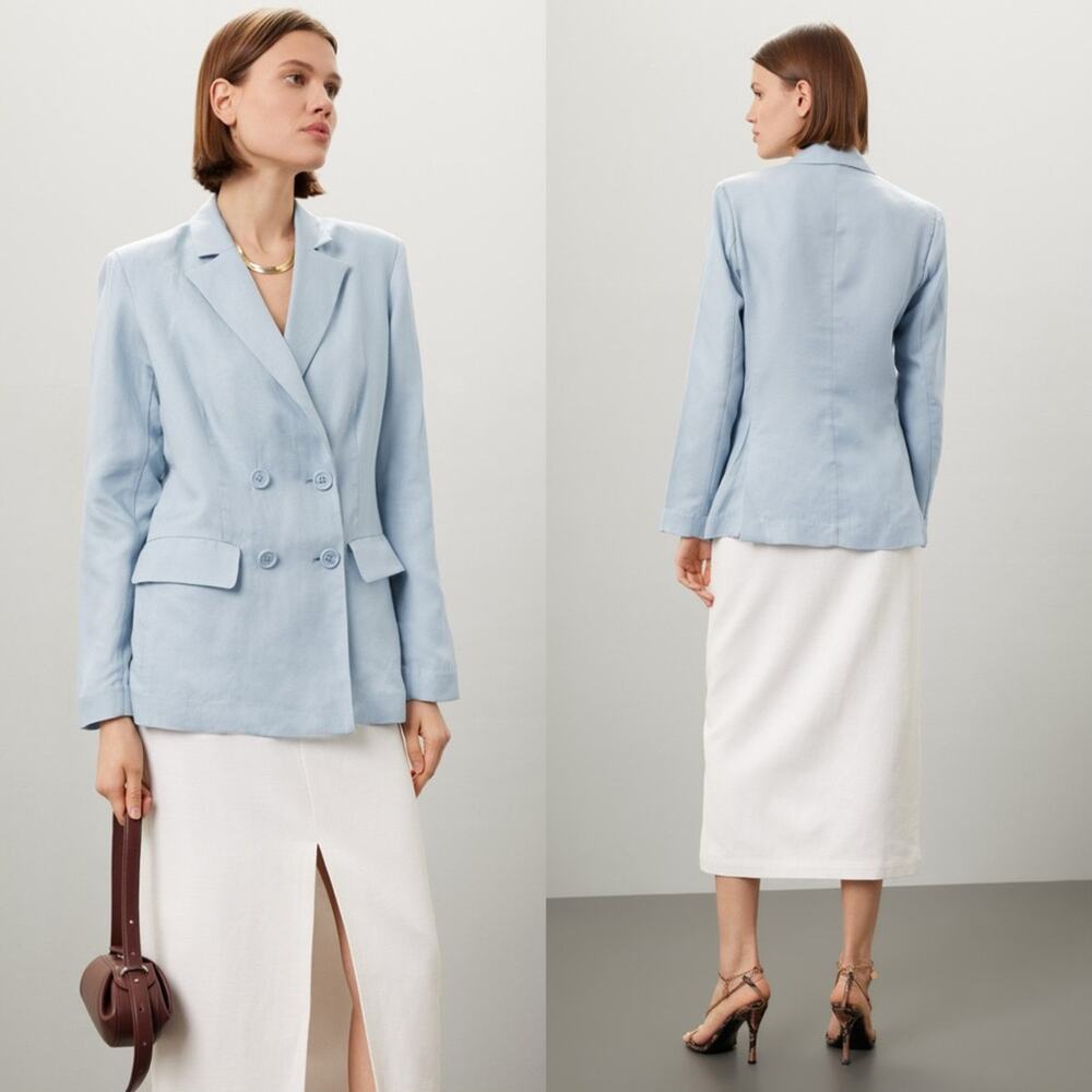 Rosetta Getty x RTR Blue Double Breasted Blazer Size 10